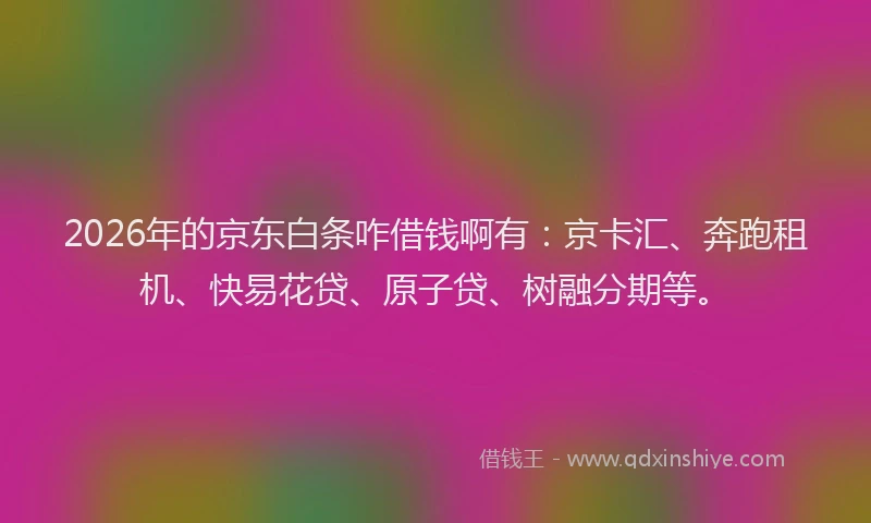 2026年的京东白条咋借钱啊有:京卡汇、奔跑租机、快易花贷、原子贷、树融分期等。