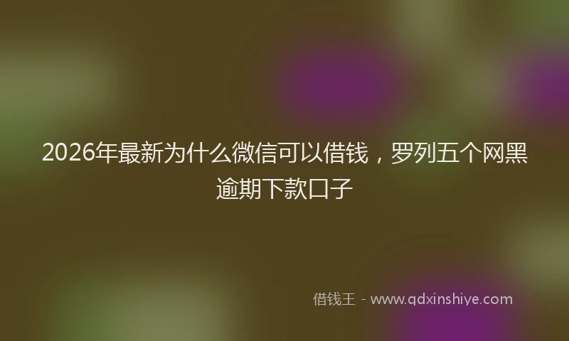 2026年最新为什么微信可以借钱，罗列五个网黑逾期下款口子