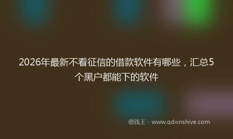 2026年最新不看征信的借款软件有哪些，汇总5个黑户都能下的软件