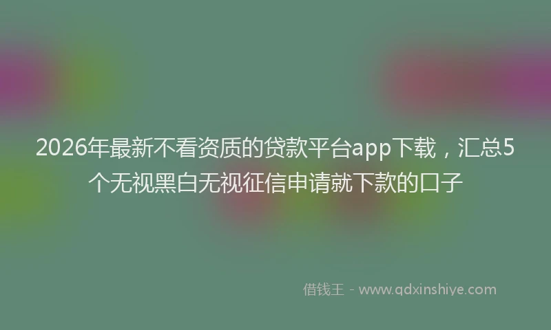 2026年最新不看资质的贷款平台app下载，汇总5个无视黑白无视征信申请就下款的口子
