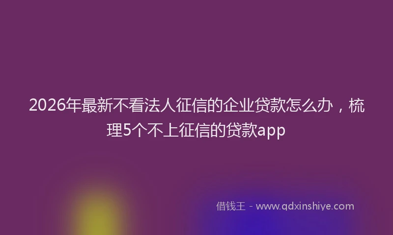 2026年最新不看法人征信的企业贷款怎么办,梳理5个不上征信的贷款app