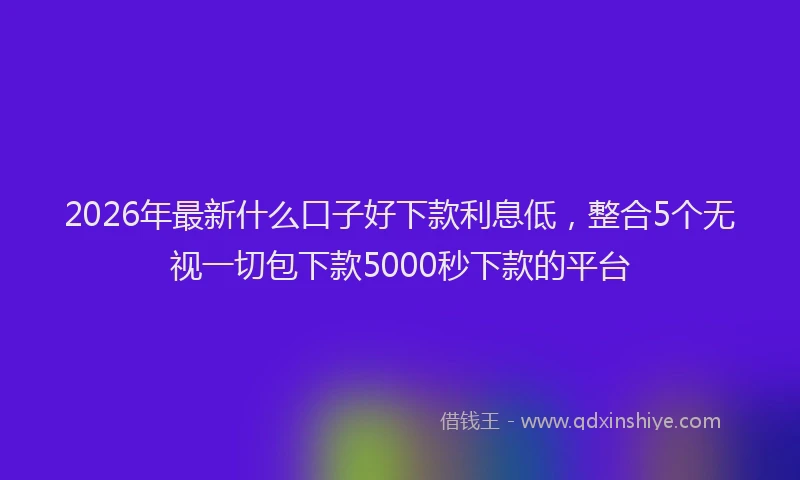 2026年最新什么口子好下款利息低，整合5个无视一切包下款5000秒下款的平台