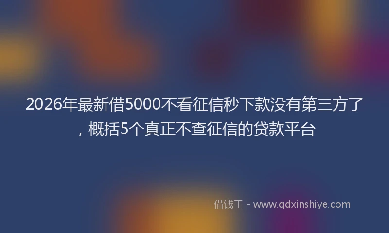 2026年最新借5000不看征信秒下款没有第三方了，概括5个真正不查征信的贷款平台
