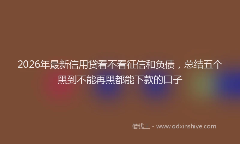 2026年最新信用贷看不看征信和负债，总结五个黑到不能再黑都能下款的口子