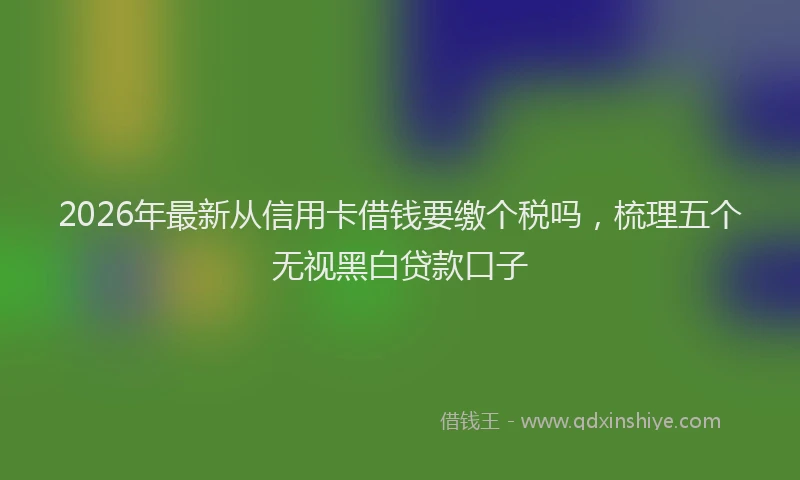 2026年最新从信用卡借钱要缴个税吗，梳理五个无视黑白贷款口子