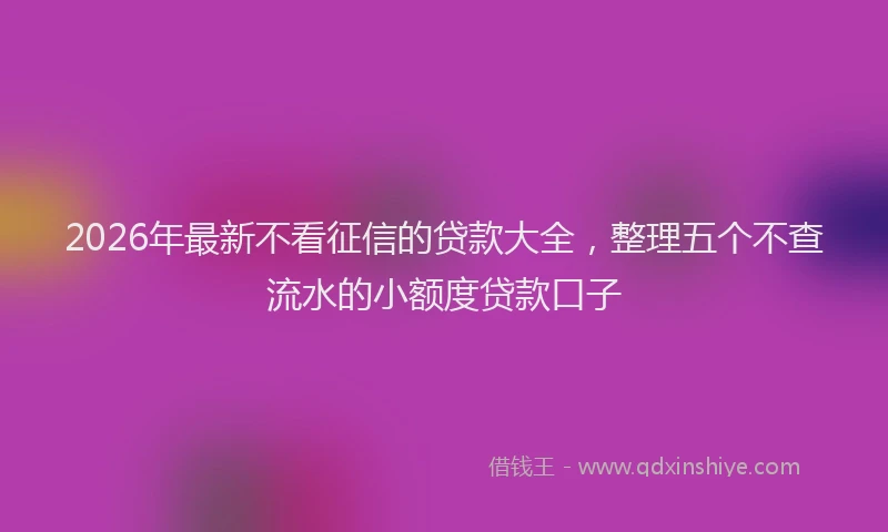 2026年最新不看征信的贷款大全，整理五个不查流水的小额度贷款口子