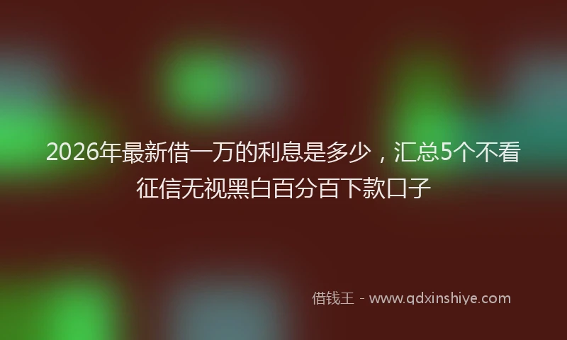 2026年最新借一万的利息是多少，汇总5个不看征信无视黑白百分百下款口子