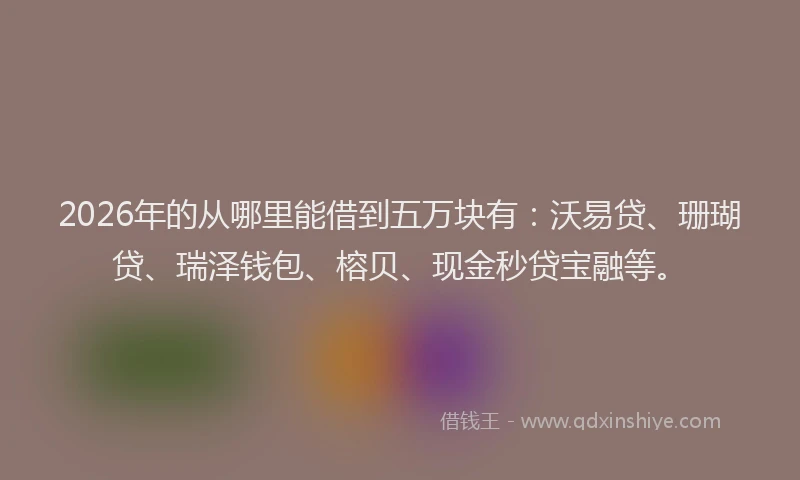 2026年的从哪里能借到五万块有:沃易贷、珊瑚贷、瑞泽钱包、榕贝、现金秒贷宝融等。