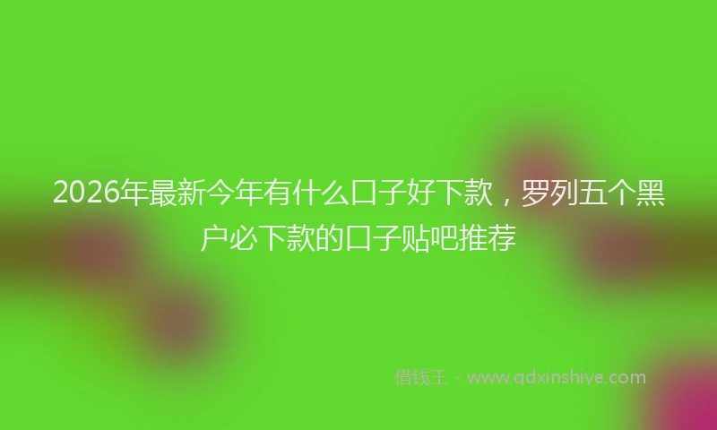 2026年最新今年有什么口子好下款，罗列五个黑户必下款的口子贴吧推荐