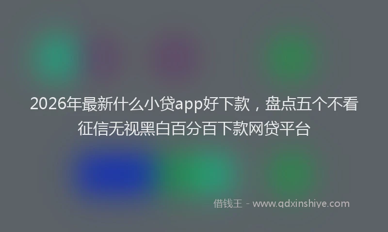 2026年最新什么小贷app好下款，盘点五个不看征信无视黑白百分百下款网贷平台