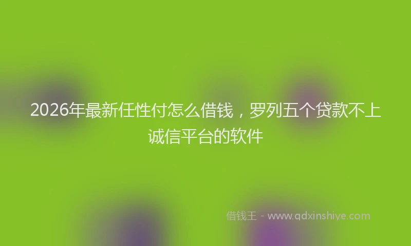 2026年最新任性付怎么借钱，罗列五个贷款不上诚信平台的软件