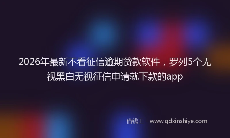 2026年最新不看征信逾期贷款软件，罗列5个无视黑白无视征信申请就下款的app