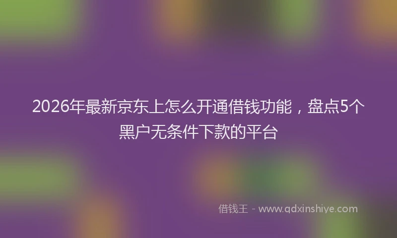 2026年最新京东上怎么开通借钱功能，盘点5个黑户无条件下款的平台