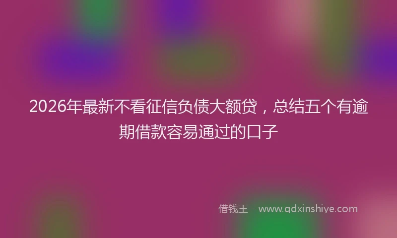 2026年最新不看征信负债大额贷，总结五个有逾期借款容易通过的口子