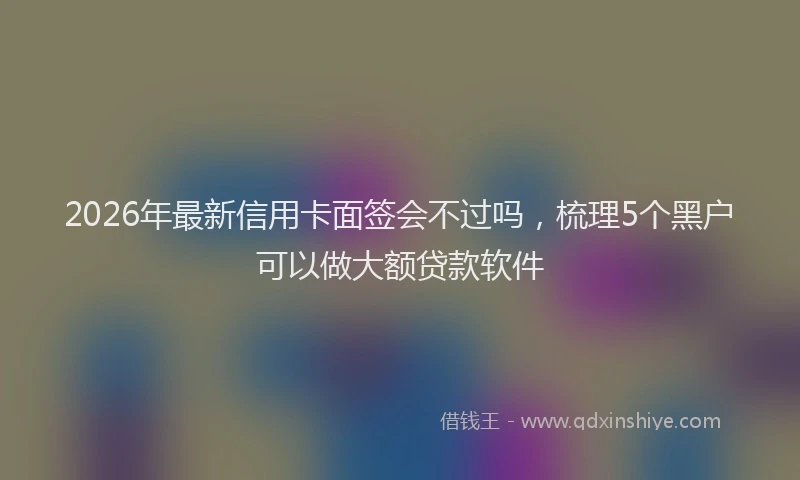 2026年最新信用卡面签会不过吗，梳理5个黑户可以做大额贷款软件