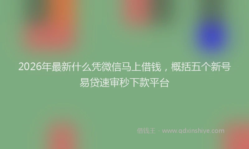 2026年最新什么凭微信马上借钱，概括五个新号易贷速审秒下款平台
