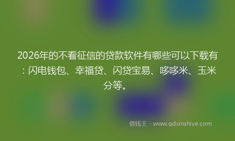 2026年的不看征信的贷款软件有哪些可以下载有：闪电钱包、幸福贷、闪贷宝易、哆哆米、玉米分等。