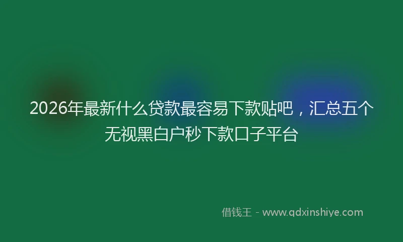 2026年最新什么贷款最容易下款贴吧，汇总五个无视黑白户秒下款口子平台