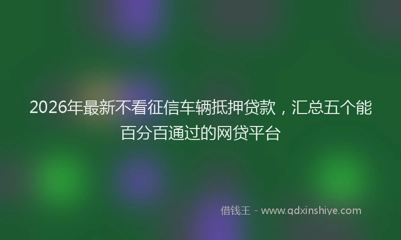 2026年最新不看征信车辆抵押贷款，汇总五个能百分百通过的网贷平台