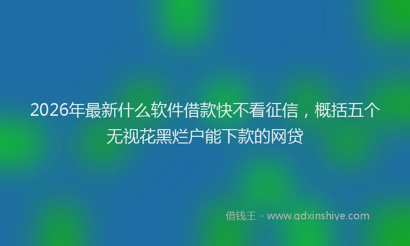 2026年最新什么软件借款快不看征信,概括五个无视花黑烂户能下款的网贷