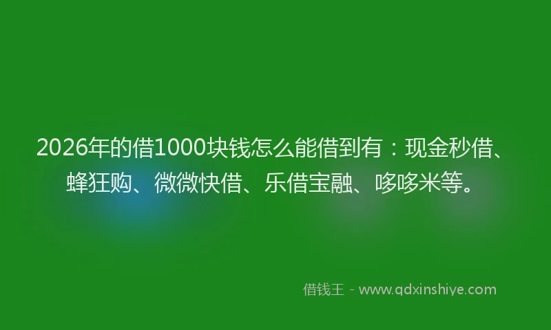 2026年的借1000块钱怎么能借到有：现金秒借、蜂狂购、微微快借、乐借宝融、哆哆米等。