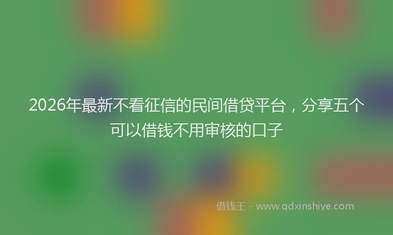 2026年最新不看征信的民间借贷平台，分享五个可以借钱不用审核的口子