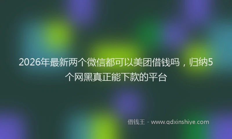 2026年最新两个微信都可以美团借钱吗,归纳5个网黑真正能下款的平台