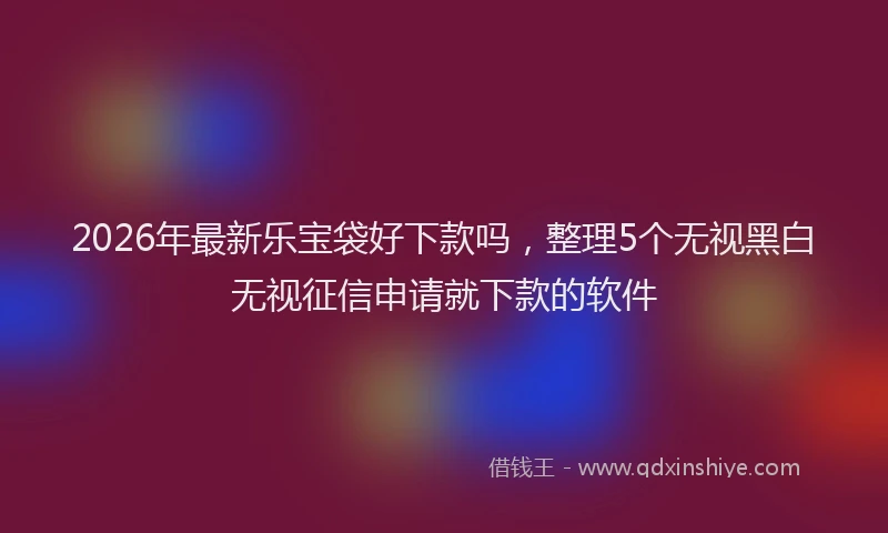 2026年最新乐宝袋好下款吗，整理5个无视黑白无视征信申请就下款的软件