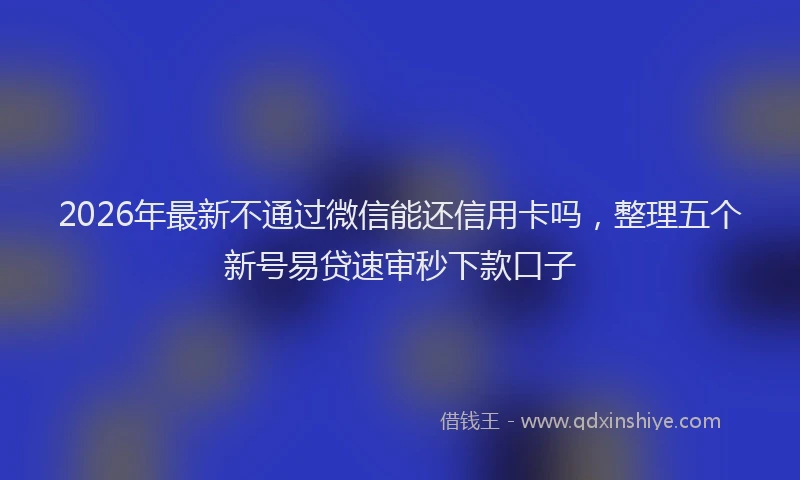 2026年最新不通过微信能还信用卡吗，整理五个新号易贷速审秒下款口子