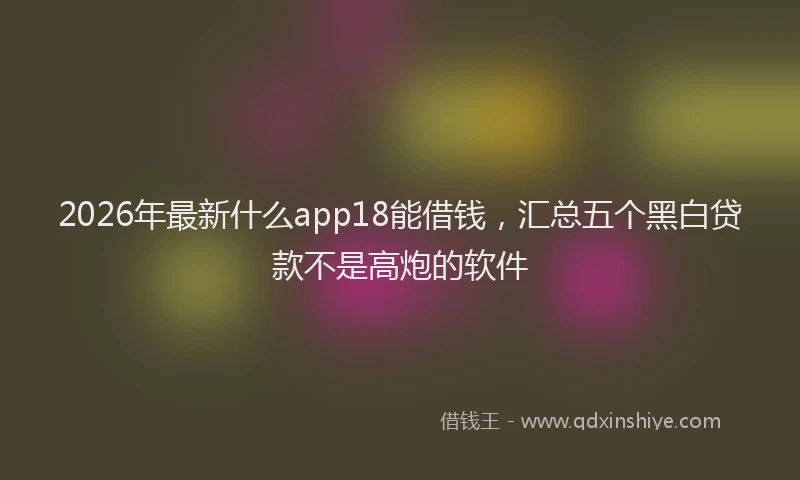 2026年最新什么app18能借钱,汇总五个黑白贷款不是高炮的软件