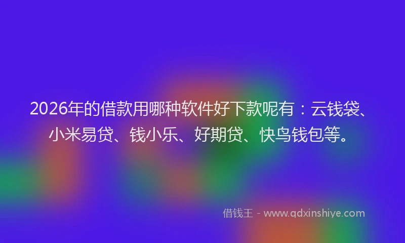 2026年的借款用哪种软件好下款呢有：云钱袋、小米易贷、钱小乐、好期贷、快鸟钱包等。