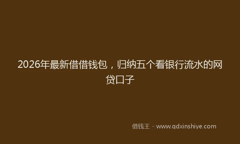 2026年最新借借钱包，归纳五个看银行流水的网贷口子