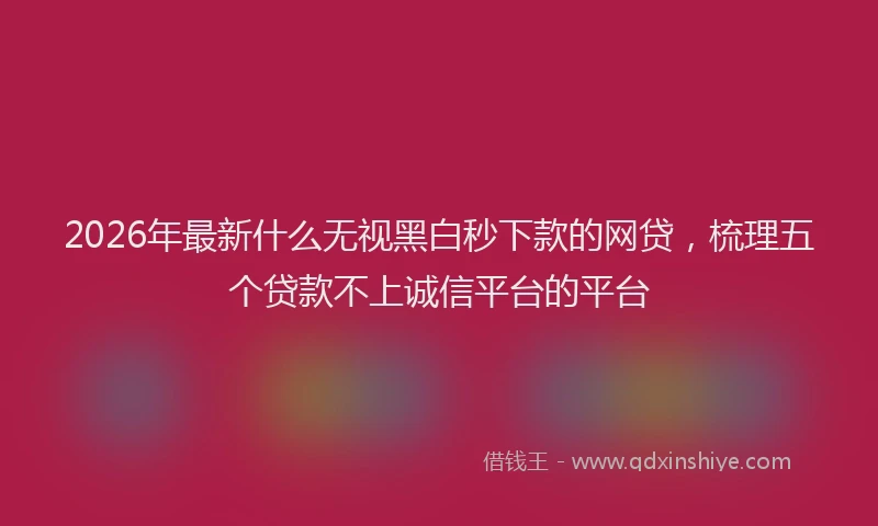 2026年最新什么无视黑白秒下款的网贷，梳理五个贷款不上诚信平台的平台