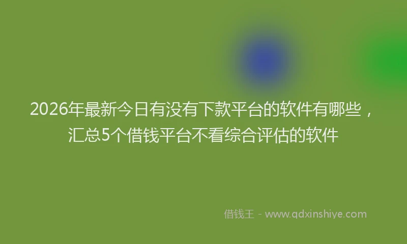 2026年最新今日有没有下款平台的软件有哪些，汇总5个借钱平台不看综合评估的软件