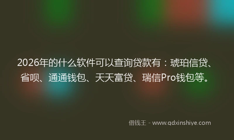 2026年的什么软件可以查询贷款有：琥珀信贷、省呗、通通钱包、天天富贷、瑞信Pro钱包等。