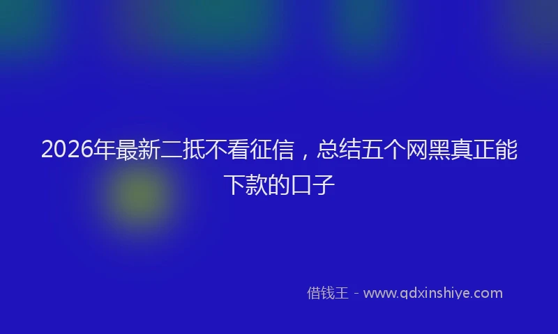 2026年最新二抵不看征信，总结五个网黑真正能下款的口子