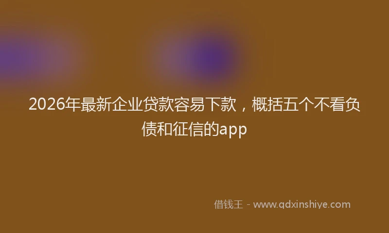 2026年最新企业贷款容易下款，概括五个不看负债和征信的app