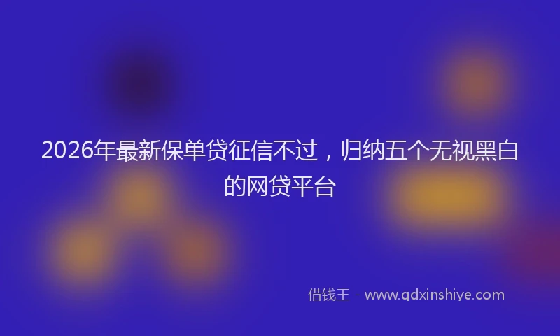 2026年最新保单贷征信不过,归纳五个无视黑白的网贷平台
