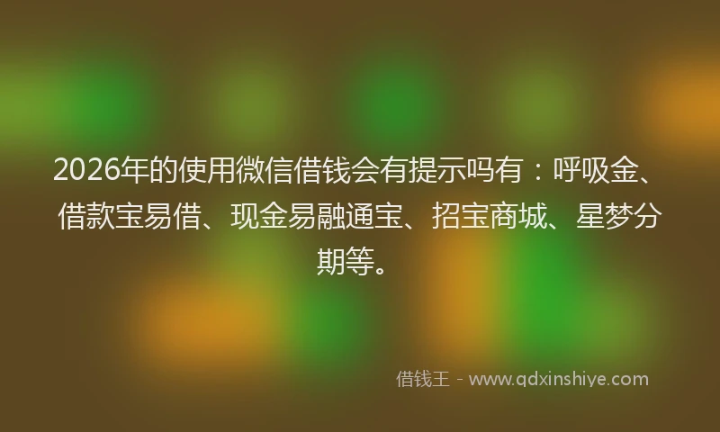 2026年的使用微信借钱会有提示吗有：呼吸金、借款宝易借、现金易融通宝、招宝商城、星梦分期等。