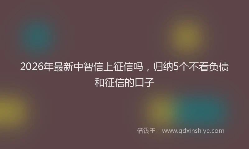 2026年最新中智信上征信吗，归纳5个不看负债和征信的口子