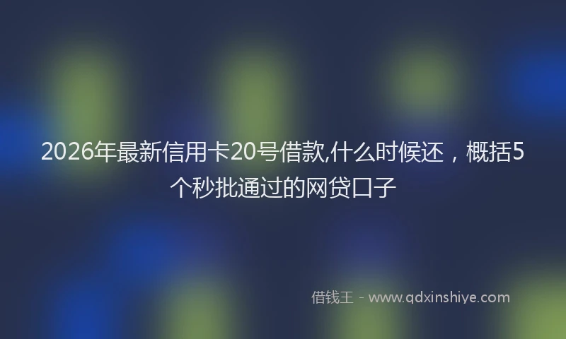 2026年最新信用卡20号借款,什么时候还，概括5个秒批通过的网贷口子