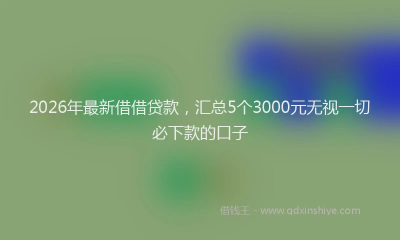 2026年最新借借贷款，汇总5个3000元无视一切必下款的口子