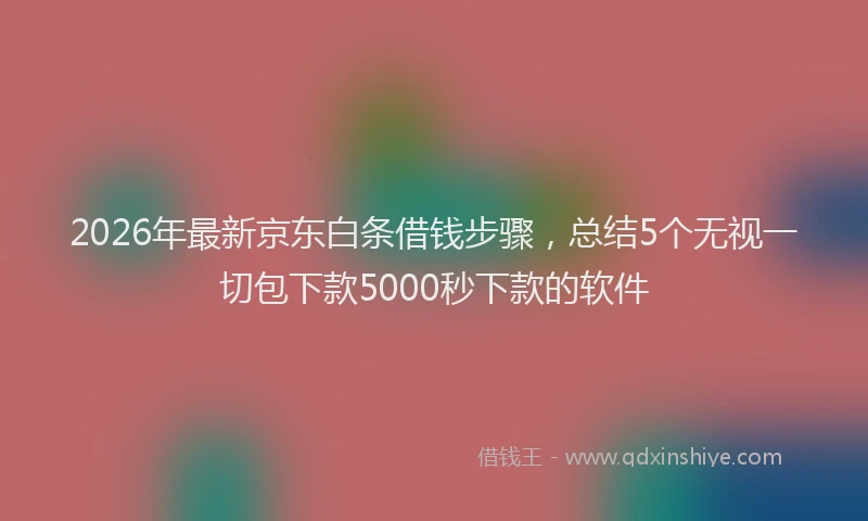 2026年最新京东白条借钱步骤,总结5个无视一切包下款5000秒下款的软件