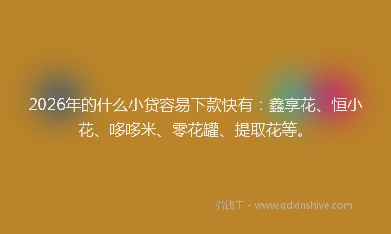 2026年的什么小贷容易下款快有：鑫享花、恒小花、哆哆米、零花罐、提取花等。