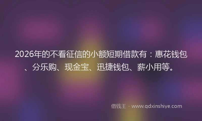 2026年的不看征信的小额短期借款有:惠花钱包、分乐购、现金宝、迅捷钱包、薪小用等。