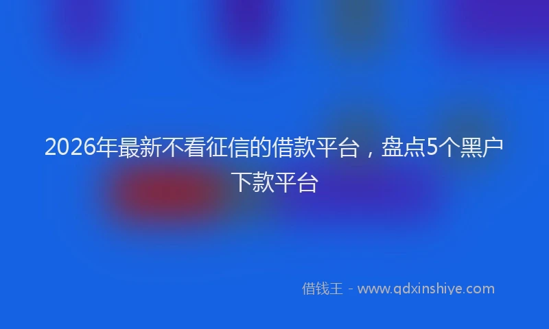 2026年最新不看征信的借款平台，盘点5个黑户下款平台