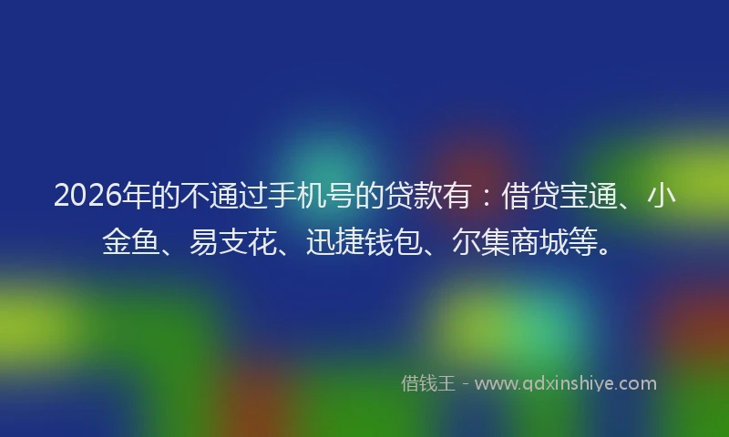 2026年的不通过手机号的贷款有：借贷宝通、小金鱼、易支花、迅捷钱包、尔集商城等。