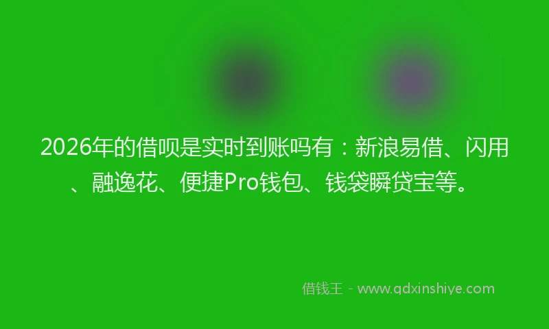 2026年的借呗是实时到账吗有：新浪易借、闪用、融逸花、便捷Pro钱包、钱袋瞬贷宝等。