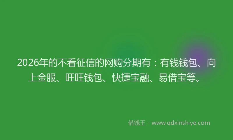2026年的不看征信的网购分期有:有钱钱包、向上金服、旺旺钱包、快捷宝融、易借宝等。