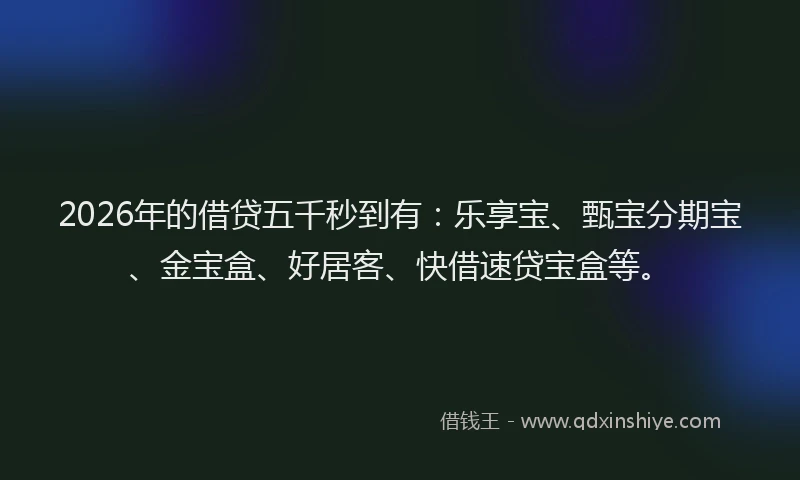 2026年的借贷五千秒到有：乐享宝、甄宝分期宝、金宝盒、好居客、快借速贷宝盒等。